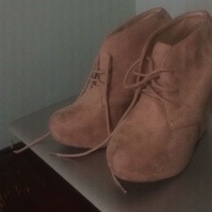 Size 8, Nude Colored Wedges/Heels Slightly Used
